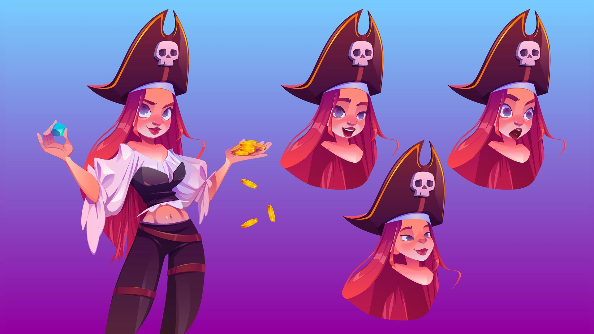 2D character pirate girl