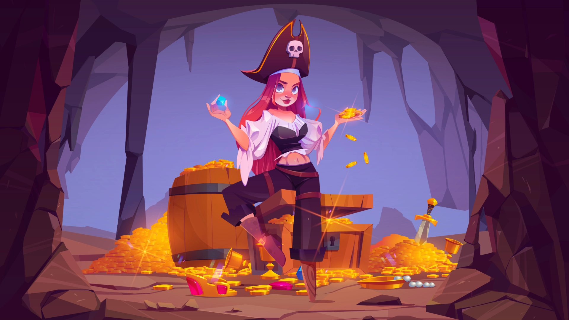2D character pirate girl 2
