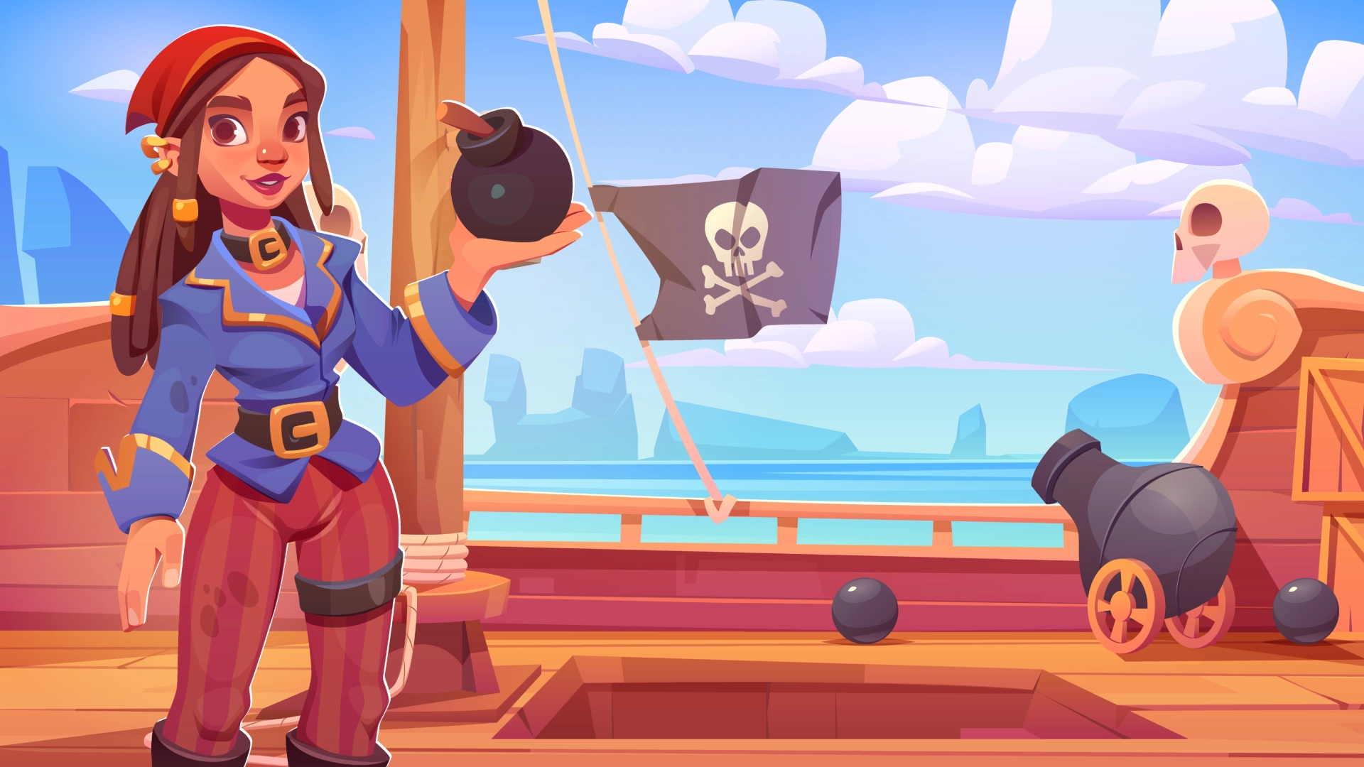2D character pirate girl 3